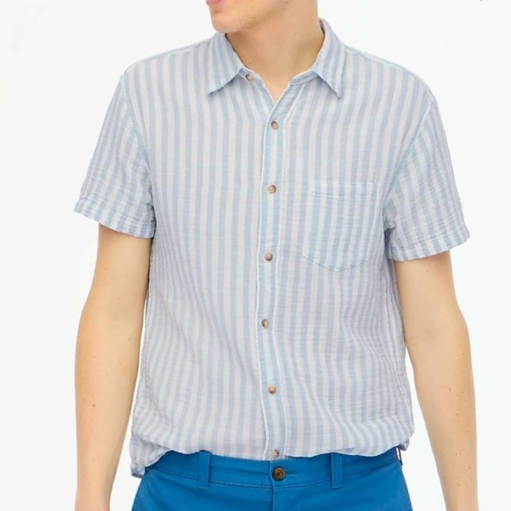 J. Crew Factory NWT Men’s Slim Short Sleeve 100% Cotton Gauze Shirt Size XXL - Picture 5 of 11